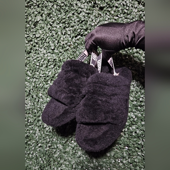UGG Black Fluffy Slippers - Picture 3 of 8